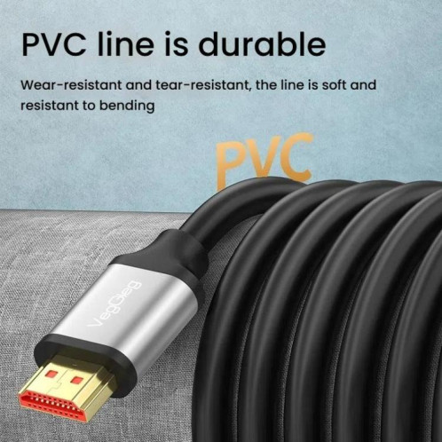 Câble HDMI 2.0 HD VegGieg V-H301 pour décodeur TV 4K 60 Hz, câble de projection vidéo pour écran d'ordinateur, longueur : 20 m SV3307771-09
